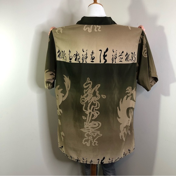 Mens SHIRT Buttondown Short-sleeve Asian/Oriental Art Design - Picture 4 of 11